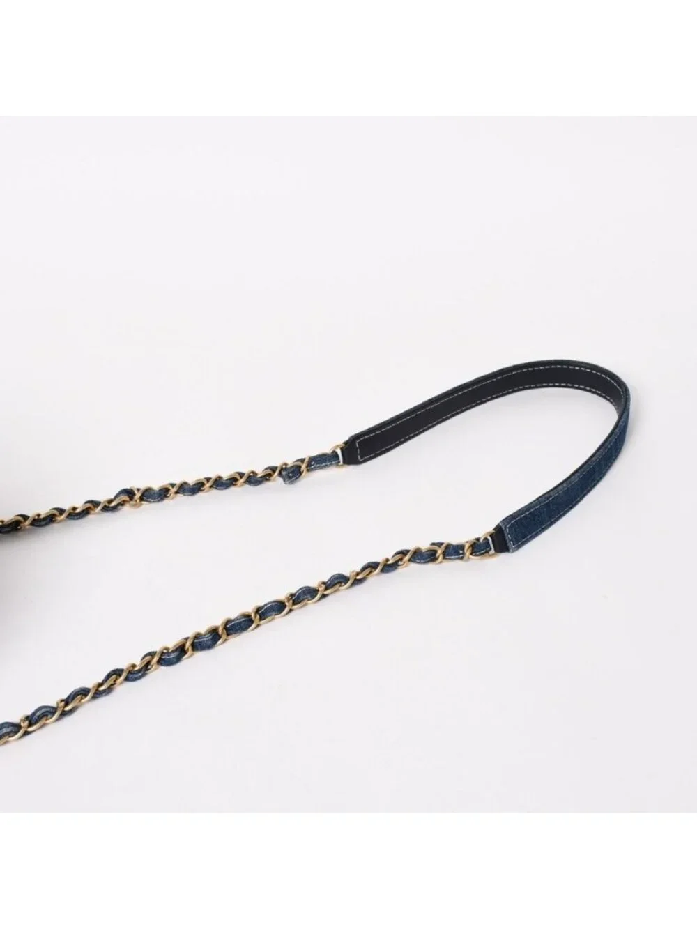 Chanel Vanity Chain Shoulder Bag CC Logo Denim Wild Stitch Gold
